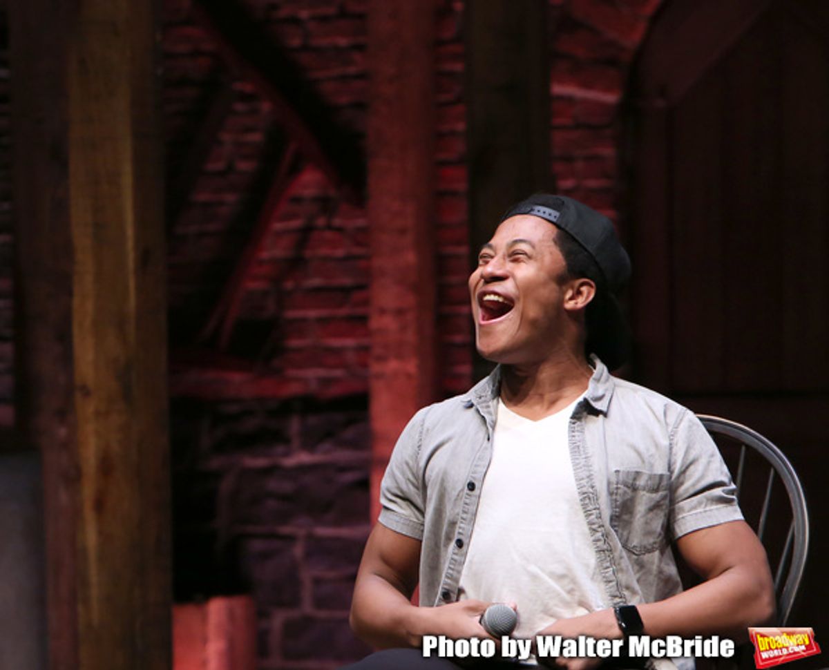 Daniel Yearwood during the Q & A before The Rockefeller Foundation and The Gilder Lehrman Institute of American History sponsored High School student #eduHAM matinee performance of 'Hamilton' at the Richard Rodgers Theatre on 3/12/2020 in New York City. at 