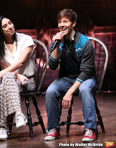 Lauren Boyd and Thayne Jasperson during the Q & A before The Rockefeller Foundation a Photo