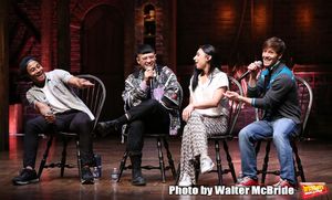 Daniel Yearwood, Preston Mui, Lauren Boyd and Thayne Jasperson during the Q & A before The Rockefeller Foundation and The Gilder Lehrman Institute of American History sponsored High School student #eduHAM matinee performance of "Hamilton" at the Richard Rodgers Theatre on 3/12/2020 in New York City. @ BroadwayWorld Daniel Yearwood, Preston Mui, Lauren Boyd and Thayne Jasperson during the Q & A befor Photo