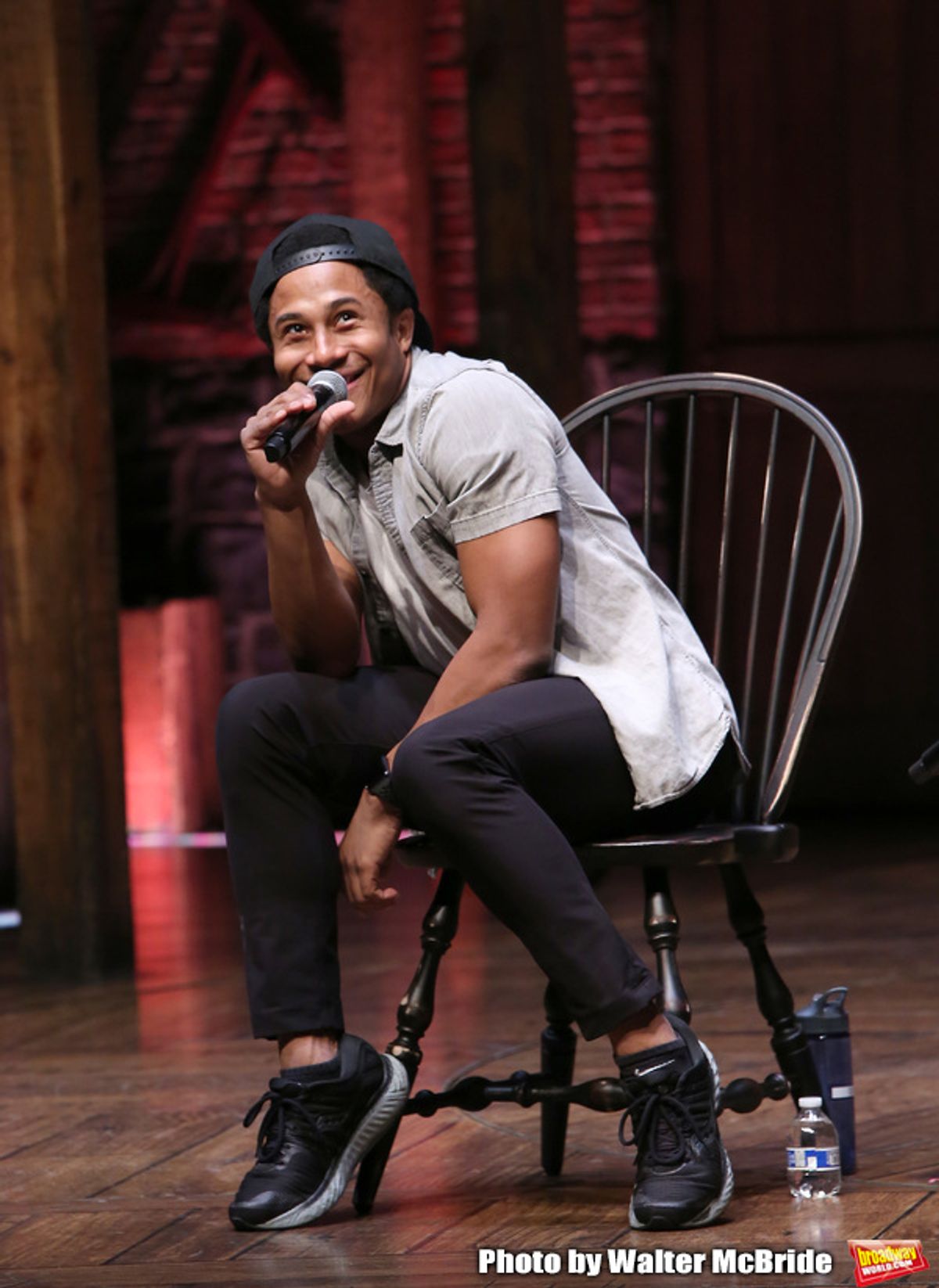 Daniel Yearwood during the Q & A before The Rockefeller Foundation and The Gilder Lehrman Institute of American History sponsored High School student #eduHAM matinee performance of 'Hamilton' at the Richard Rodgers Theatre on 3/12/2020 in New York City. at 