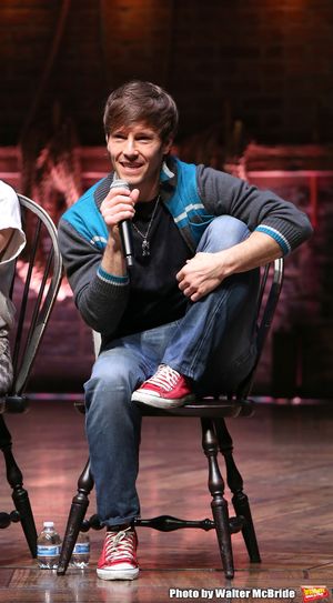 Thayne Jasperson during the Q & A before The Rockefeller Foundation and The Gilder Lehrman Institute of American History sponsored High School student #eduHAM matinee performance of "Hamilton" at the Richard Rodgers Theatre on 3/12/2020 in New York City. @ BroadwayWorld Thayne Jasperson during the Q & A before The Rockefeller Foundation and The Gilder Le Photo