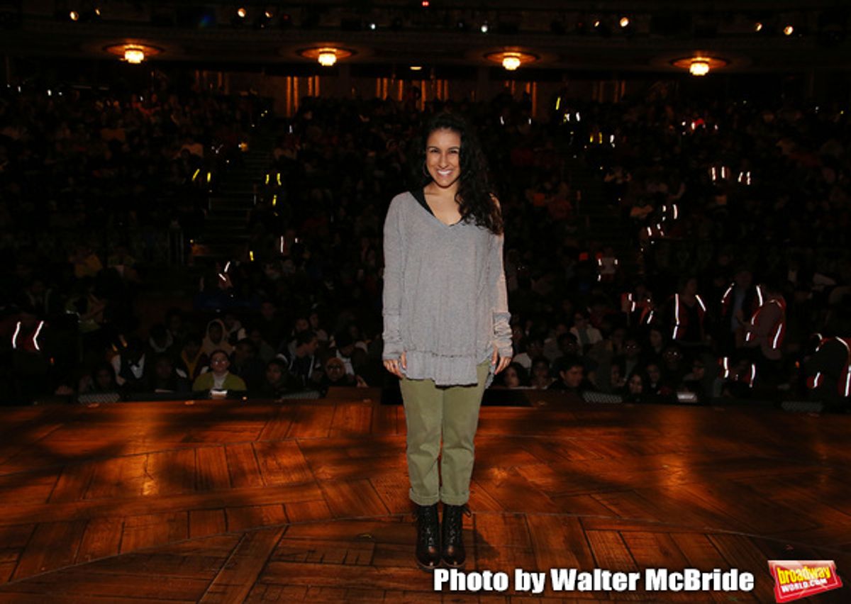Gabriella Sorrentino during the Q & A before The Rockefeller Foundation and The Gilder Lehrman Institute of American History sponsored High School student #eduHAM matinee performance of 'Hamilton' at the Richard Rodgers Theatre on 3/12/2020 in New York City. at 