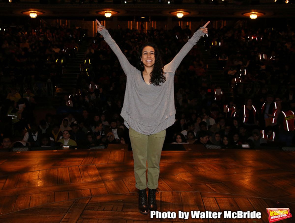 Gabriella Sorrentino during the Q & A before The Rockefeller Foundation and The Gilder Lehrman Institute of American History sponsored High School student #eduHAM matinee performance of 'Hamilton' at the Richard Rodgers Theatre on 3/12/2020 in New York City. at 