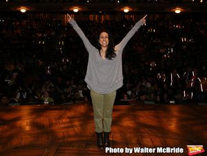 Gabriella Sorrentino during the Q & A before The Rockefeller Foundation and The Gilder Lehrman Institute of American History sponsored High School student #eduHAM matinee performance of "Hamilton" at the Richard Rodgers Theatre on 3/12/2020 in New York City. @ BroadwayWorld Gabriella Sorrentino during the Q & A before The Rockefeller Foundation and The Gilde Photo