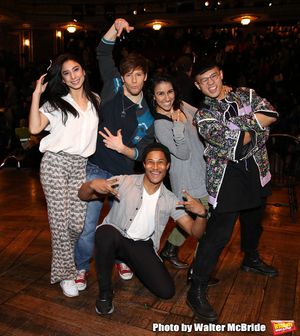 Lauren Boyd, Thayne Jasperson, Daniel Yearwood, Gabriella Sorrentino and Preston Mui during the Q & A before The Rockefeller Foundation and The Gilder Lehrman Institute of American History sponsored High School student #eduHAM matinee performance of "Hamilton" at the Richard Rodgers Theatre on 3/12/2020 in New York City. @ BroadwayWorld Lauren Boyd, Thayne Jasperson, Daniel Yearwood, Gabriella Sorrentino and Preston Mui Photo