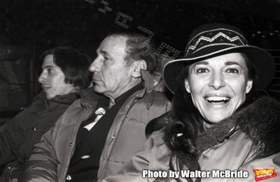 Anne Bancroft with her husband Mel Brooks and son Max Brooks after the final Broadway Photo