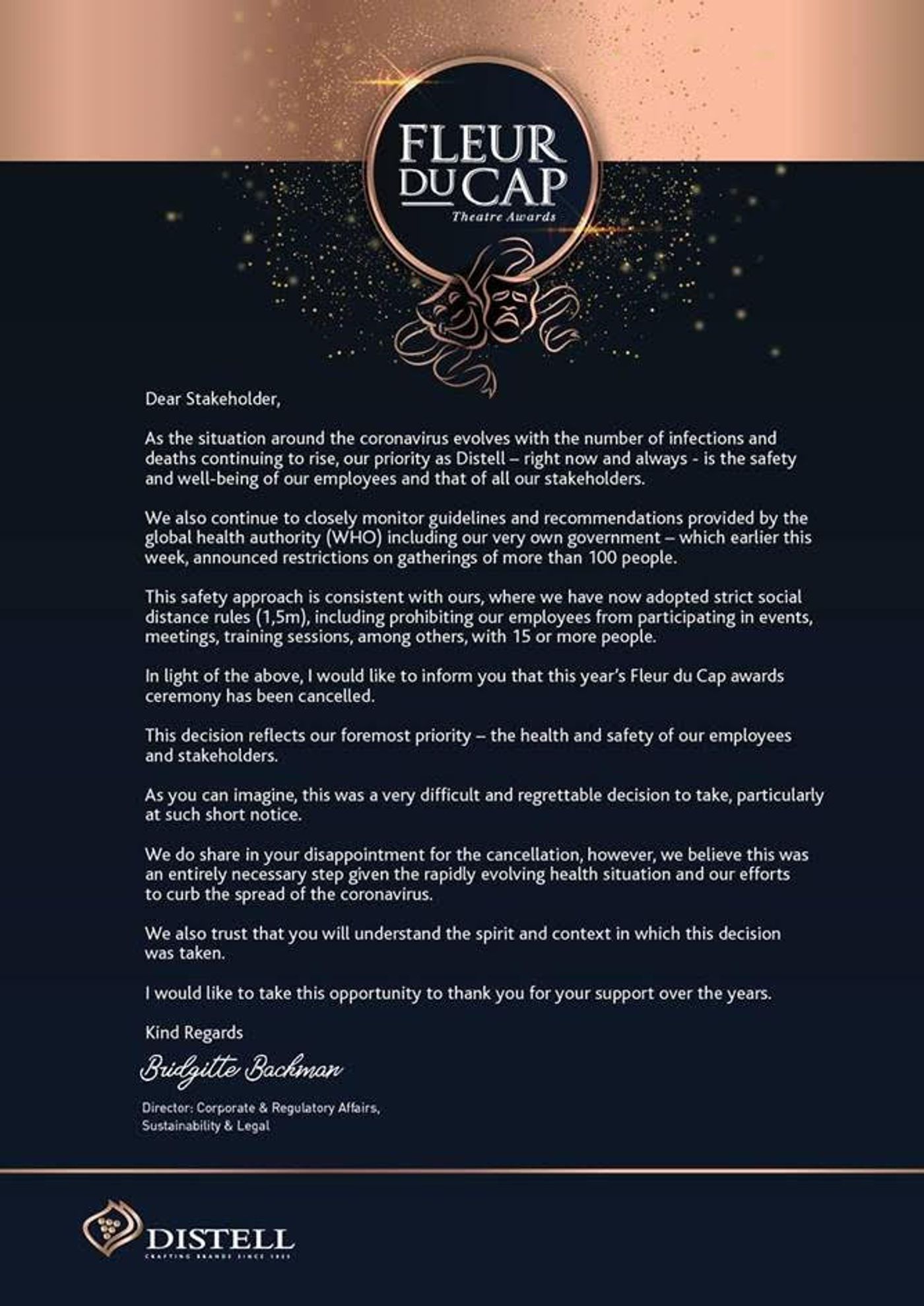 Fleur Du Cap Theatre Awards Cancellation Fleur Du Cap Theatre Awards Cancellation Image