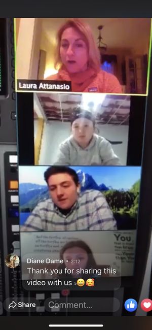 Laura Attanasio hanging out with Sam Reeds Backstage Basics Photo