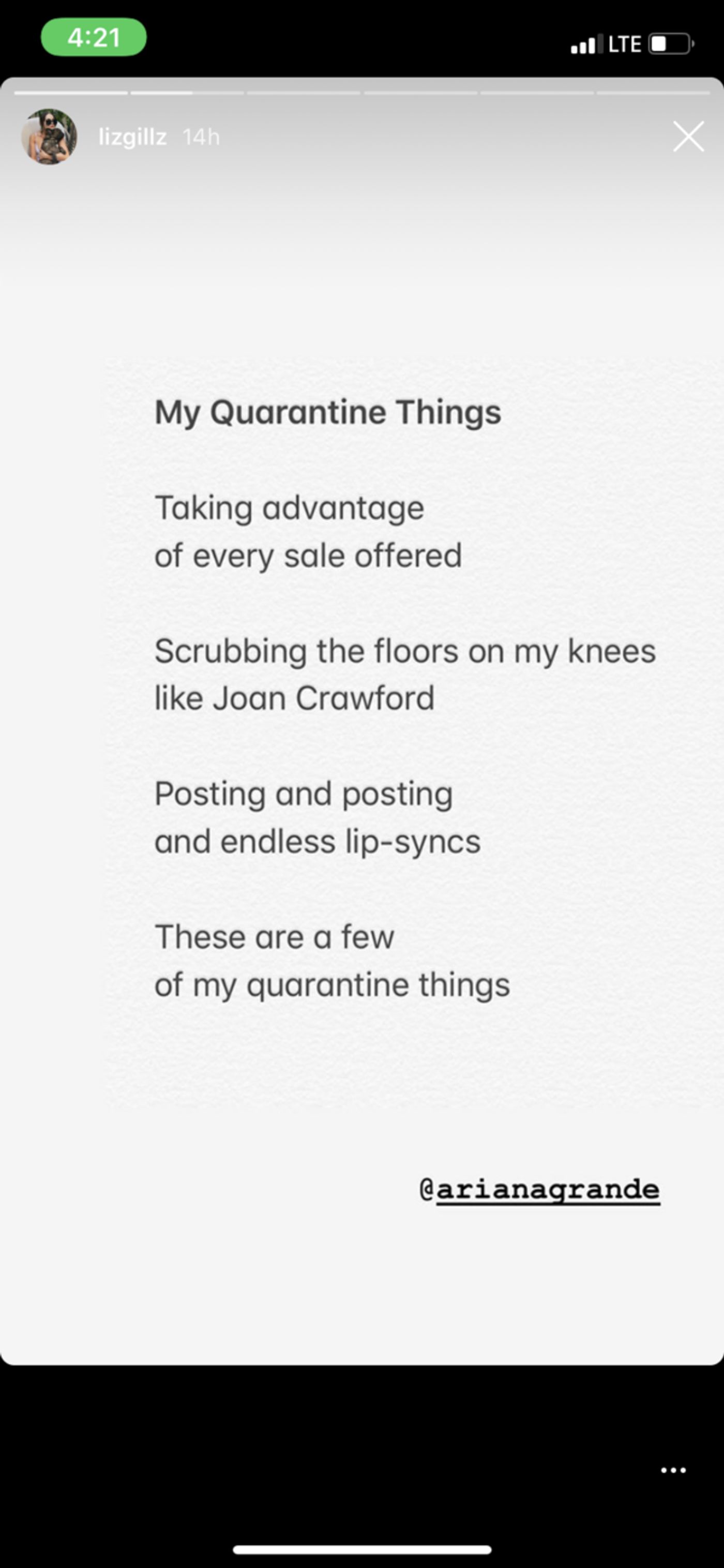 Ariana Grande Launches #QuarantineThings Parody Challenge Ariana Grande Launches #QuarantineThings Parody Challenge Image