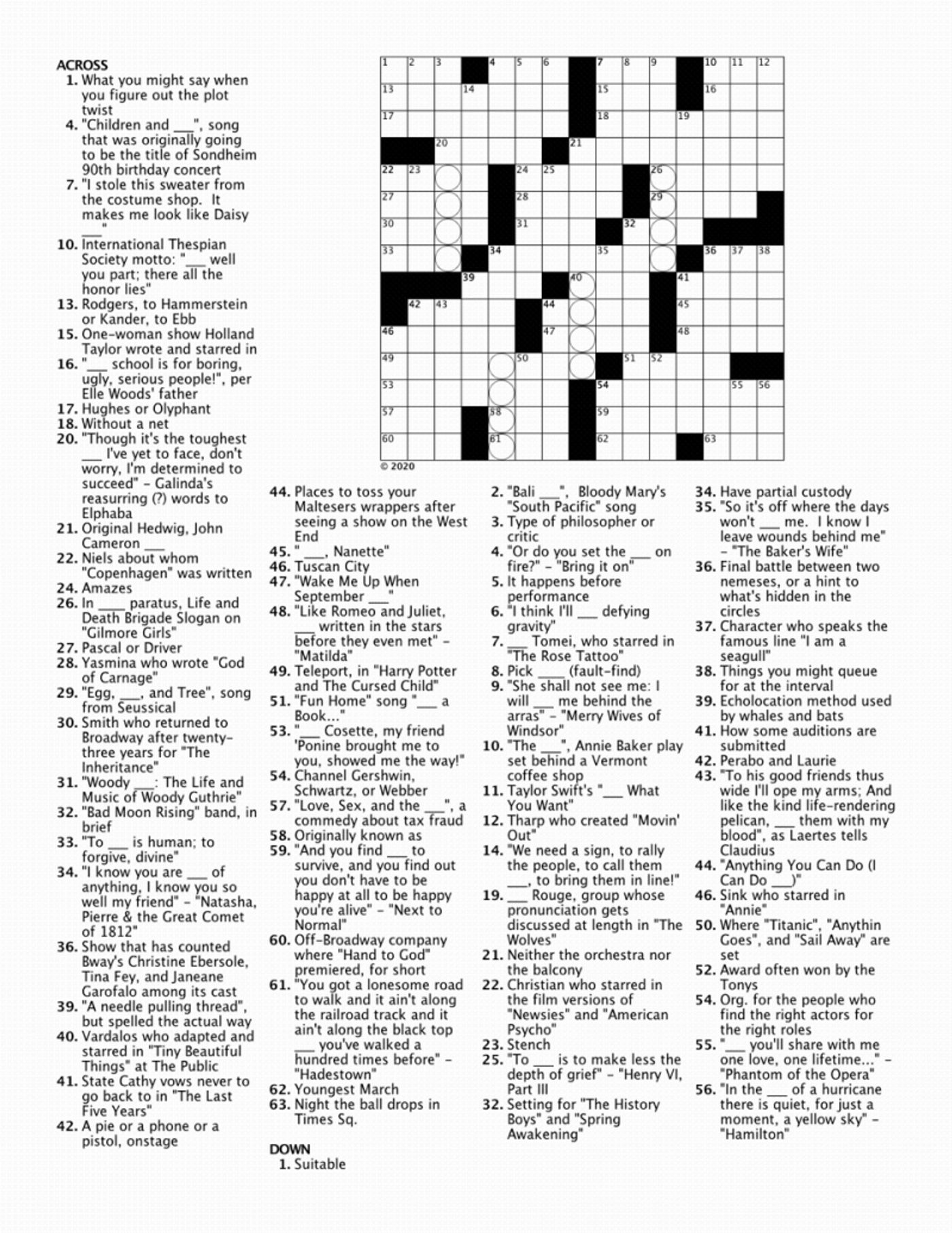Broadway Brainteasers: A Showdown Crossword Puzzle Challenge! Broadway Brainteasers: A Showdown Crossword Puzzle Challenge! Image