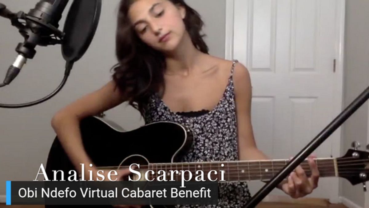 Analise Scarpaci (Lydia in Mrs. Doubtfire) performing Somewhere for the Obi Ndefo Virtual Cabaret Benefit, hosted by Jamie Mann (Netflix''s County Comfort) at 