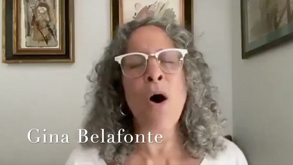 Gina Belafonte performing Change Gonna Come in the virtual cabaret benefitting her co Photo