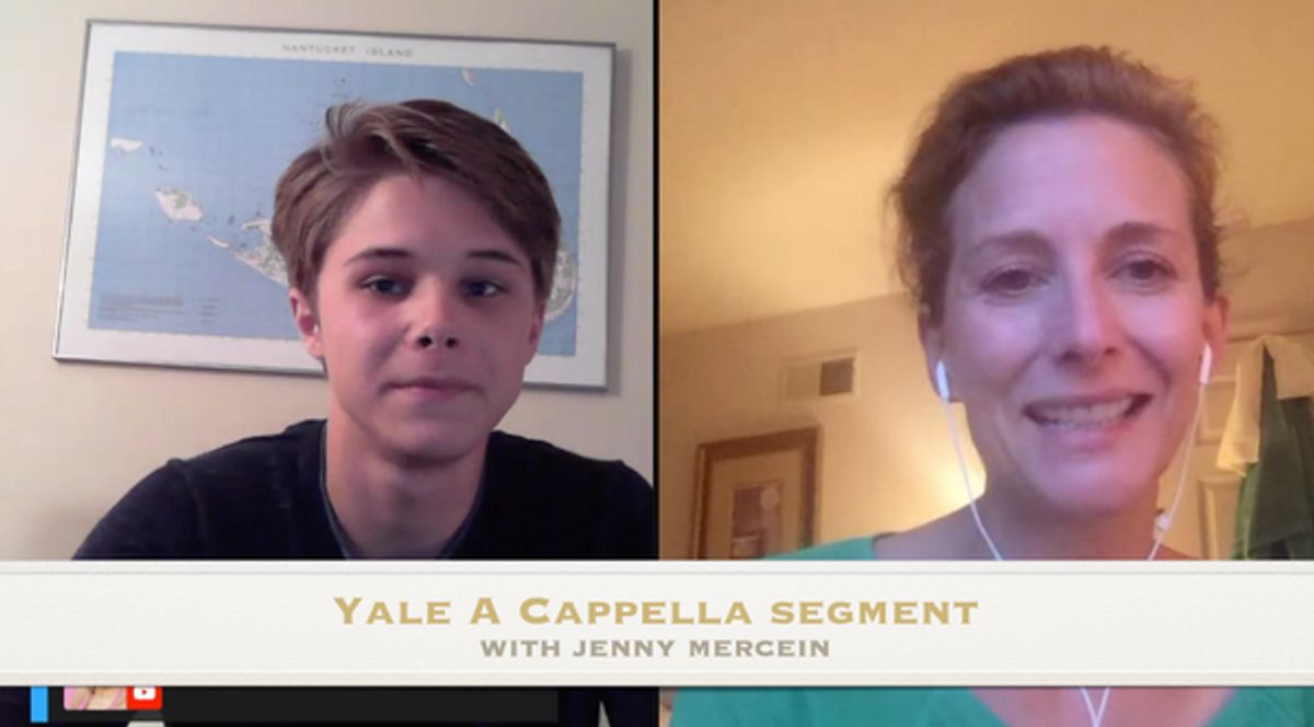Jamie Mann talks with Obi Ndefo''s former Yale classmate, Jenny Mercein (now head of undergraduate acting at Tulane), during the Obi Ndefo Virtual Cabaret Benefit. Obi lost his legs last summer during  at 