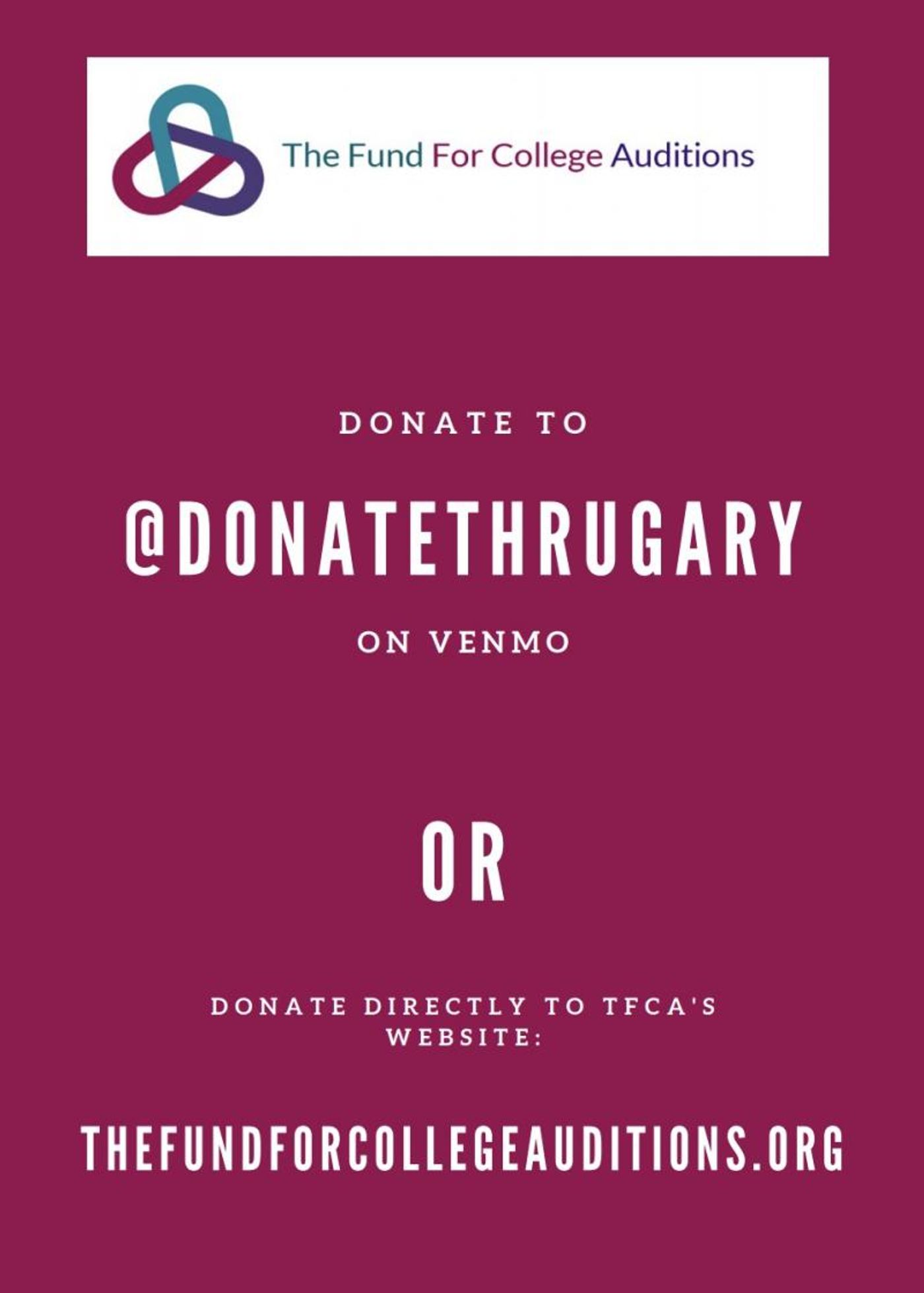 Help Raise Money for Under-Represented Theatre Students Through The Fund for College Auditions- Donate Today! Help Raise Money for Under-Represented Theatre Students Through The Fund for College Auditions- Donate Today! Image