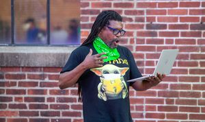 Spoken word artist Christopher Johnson in rehearsal for DECAMERON, PROVIDENCE; presented by The Wilbury Theatre Group and WaterFire Providence (photo by Erin X. Smithers). @ BroadwayWorld Spoken word artist Christopher Johnson in rehearsal for DECAMERON, PROVIDENCE; presen Photo