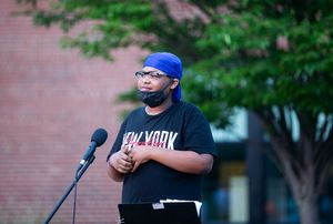 Students from the Langston Hughes Community Poetry Collective in rehearsal for DECAME Photo