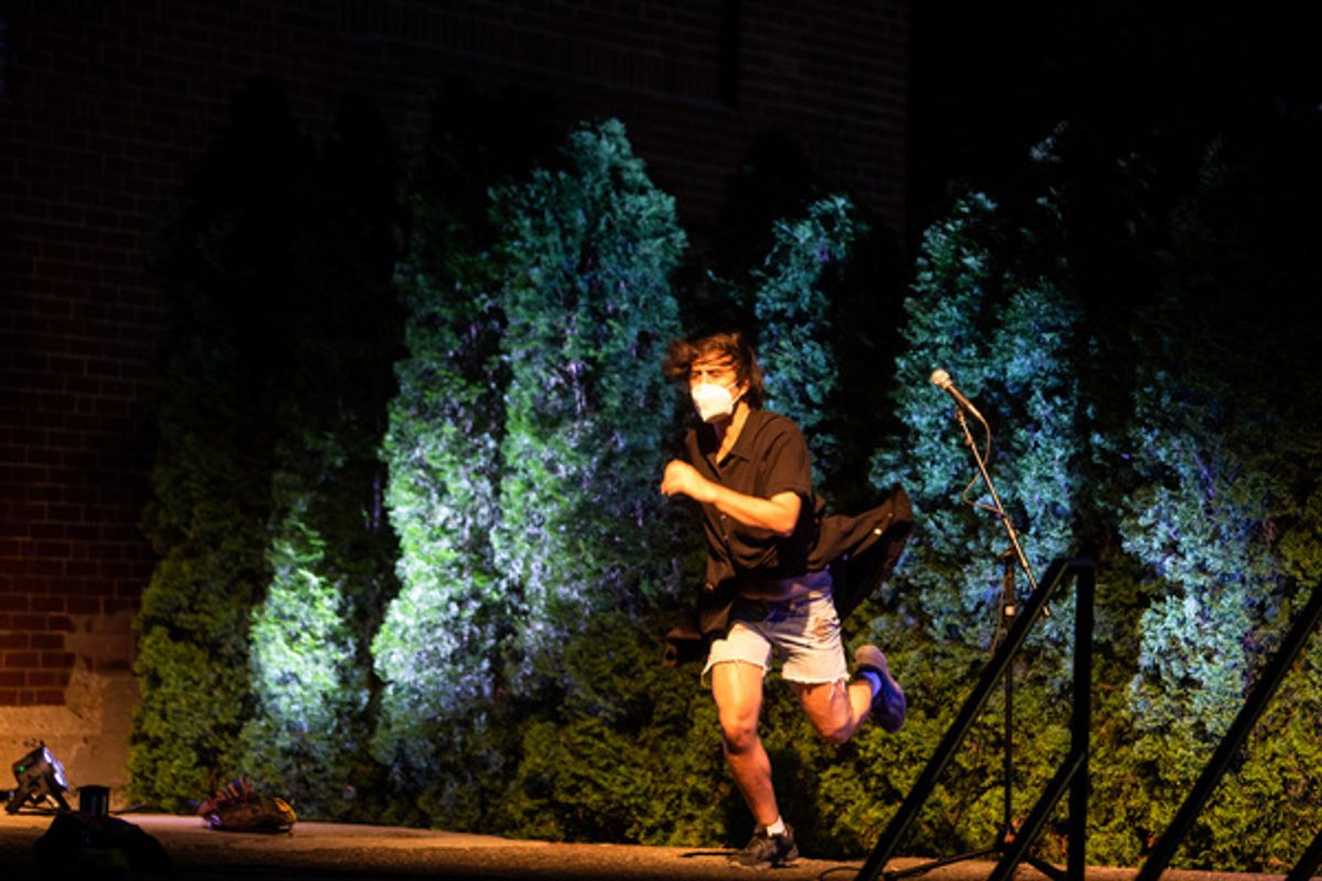 Performer / Storyteller Marcel Mascaro in rehearsal for DECAMERON, PROVIDENCE; presented by The Wilbury Theatre Group and WaterFire Providence (photo by Erin X. Smithers). at First Look At The Wilbury Theatre Group and WaterFire Providence's DECAMERON, PROVIDENCE