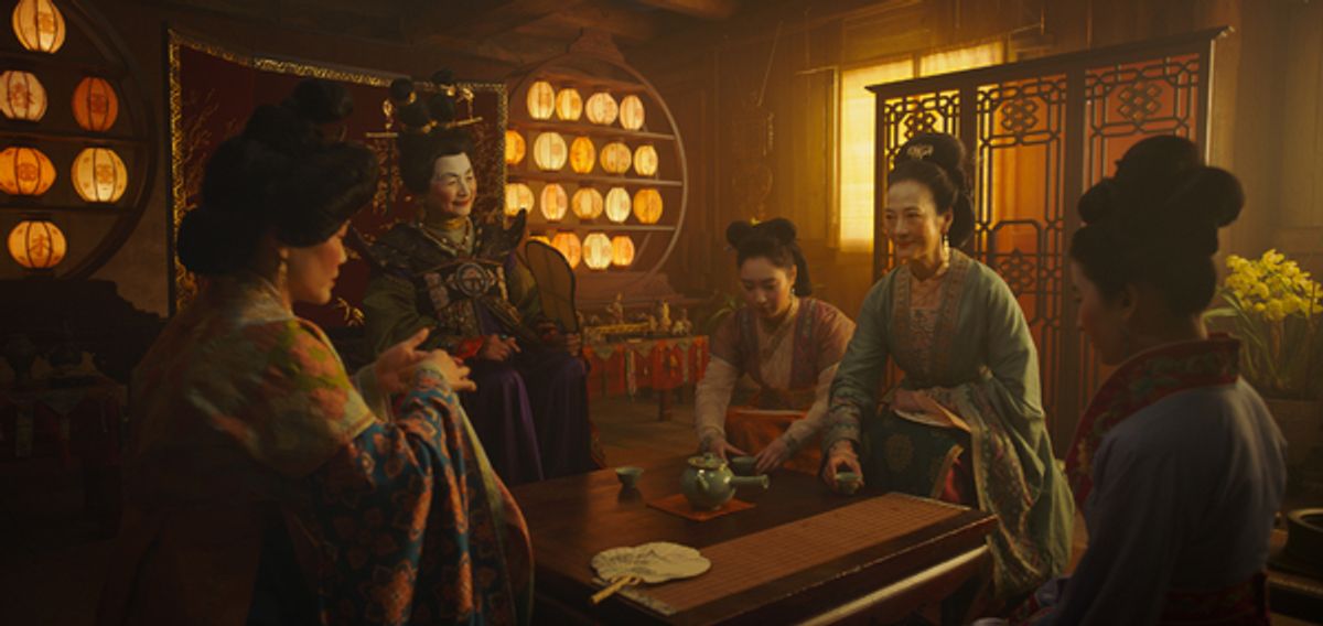 Disney's MULAN

L to R: Groom's mother, Matchmaker (Pei-Pei Cheng), Xiu (Xana Tang), Wuwei (Rosalind Chao) and Mulan (Yifei Liu)

Photo: Film Frame

© 2019 Disney Enterprises, Inc. All Rights Reserved. at 
