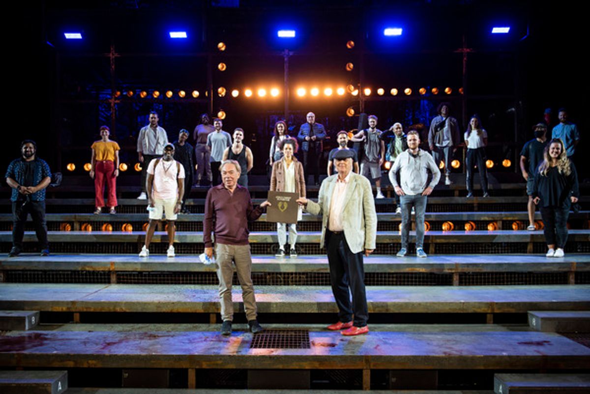 Lord Andrew Lloyd-Webber and Sir Tim Rice with the cast of Jesus Christ Superstar: The Concert at Regent at 