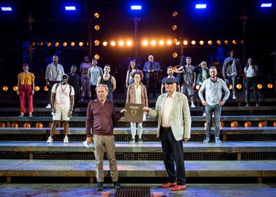 Lord Andrew Lloyd-Webber and Sir Tim Rice with the cast of Jesus Christ Superstar: Th Photo