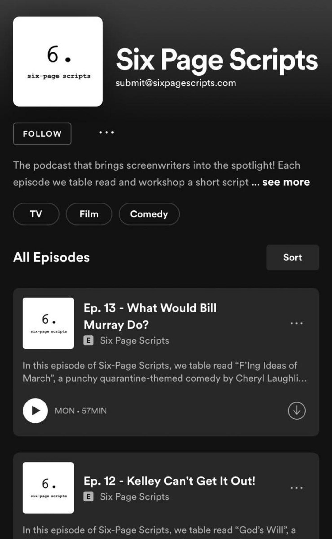 Acting & Script Review Opportunities via Your New Favorite Podcast - Six Page Scripts  Image