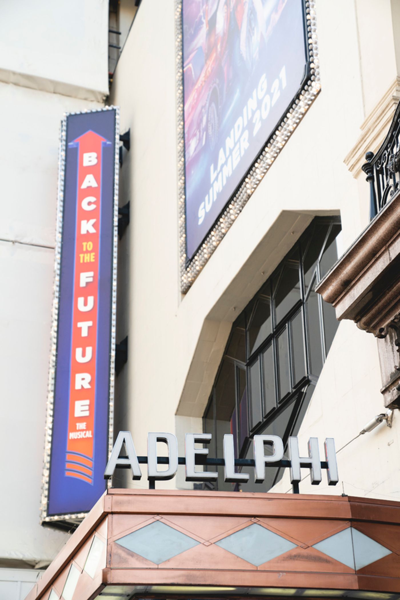 Photo Flash: BACK TO THE FUTURE: THE MUSICAL Marquee Goes Up at the Adelphi Theatre Photo Flash: BACK TO THE FUTURE: THE MUSICAL Marquee Goes Up at the Adelphi Theatre Image