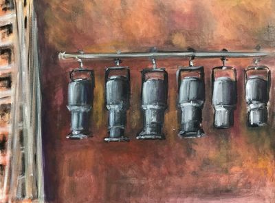 Hibernating Stage Lights (18x24'' oil on canvas) by Cara London.

 Photo