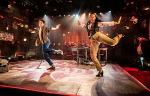 Jocasta Almgill (Joanne) and Blake Patrick Anderson (Mark) in RENT at Hope Mill Theat Photo