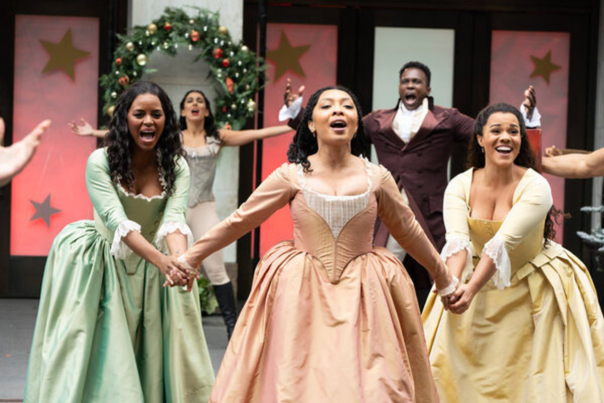 Cast of Hamilton at The Casts of JAGGED LITTLE PILL, HAMILTON, MEAN GIRLS, and AIN'T TOO PROUD Perform at the MACY'S THANKSGIVING DAY PARADE