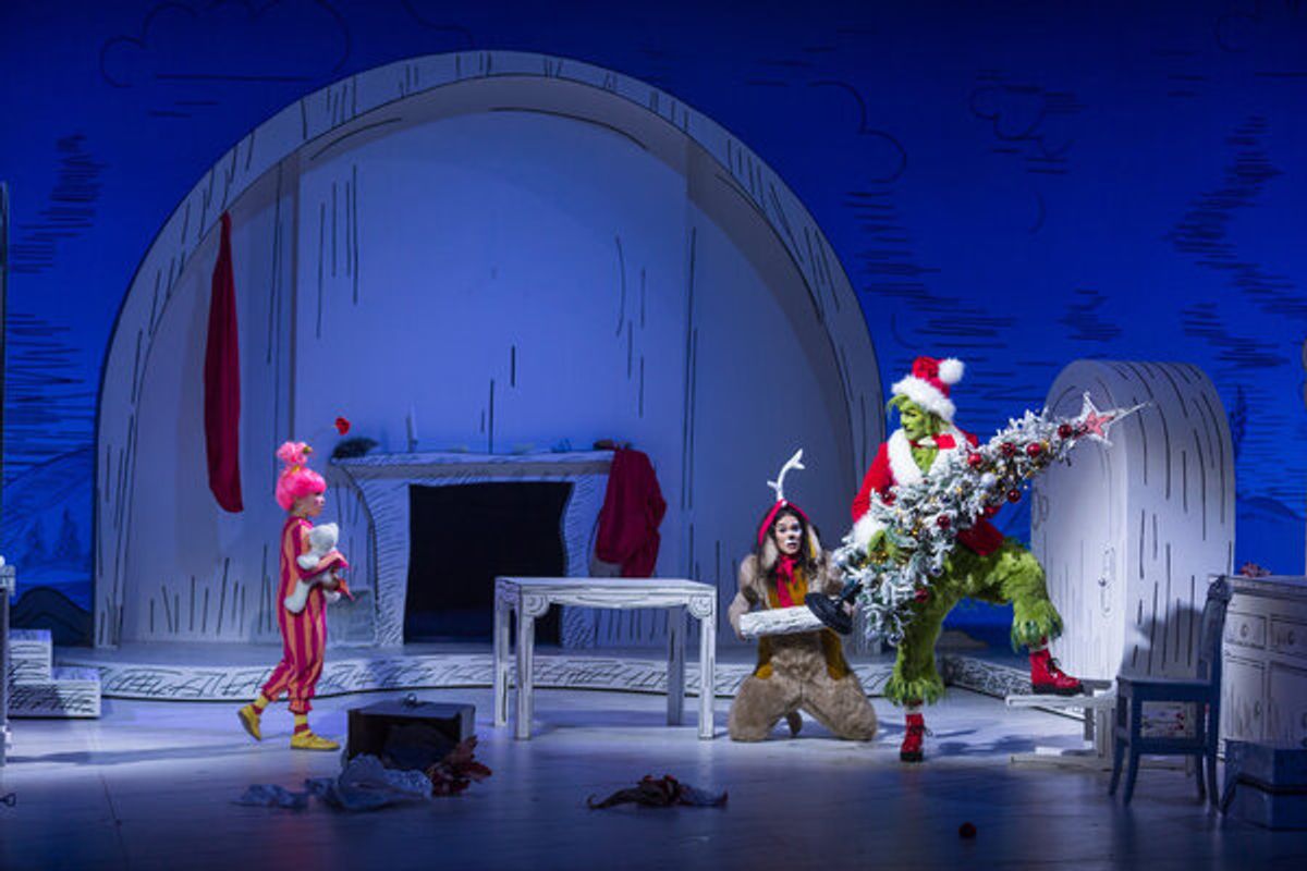 Amelia Minto as Cindy Lou, Booboo Stewart as Young Max, Matthew Morrison as Grinch at 