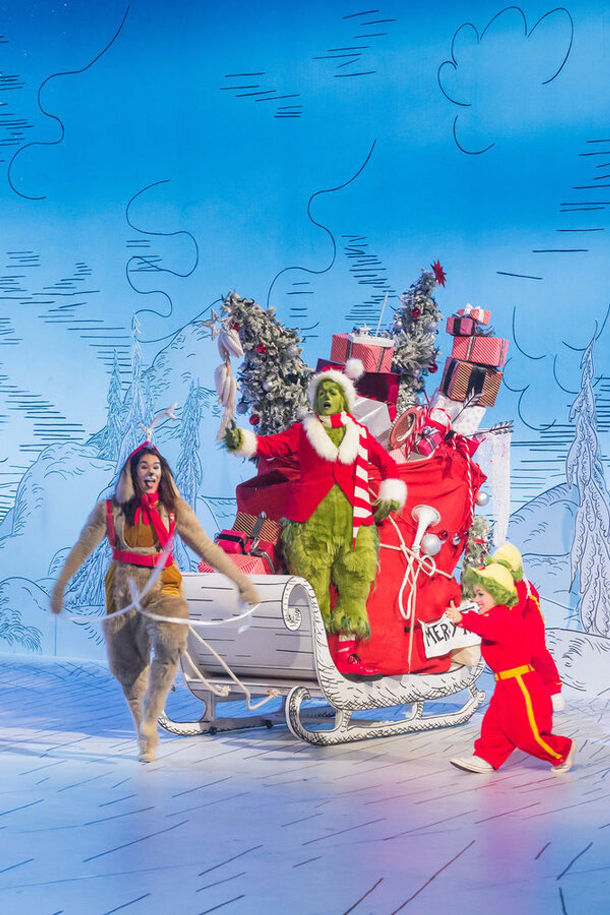 Booboo Stewart as Young Max, Matthew Morrison as Grinch, Francesca Mills as Who 2 at 