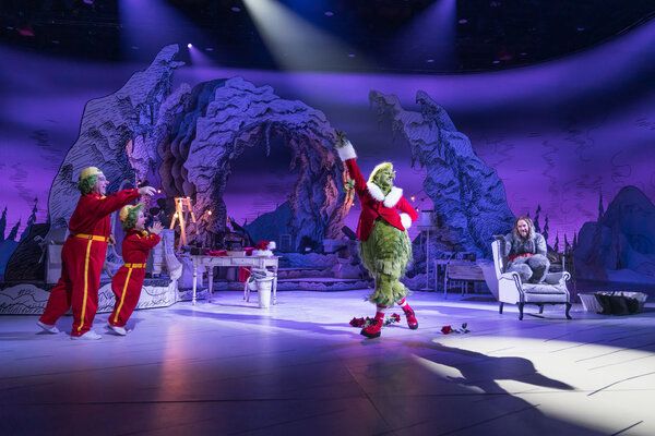 Joe Allen as Who 1, Francesca Mills as Who 2, Matthew Morrison as Grinch, Denis O'Har Photo