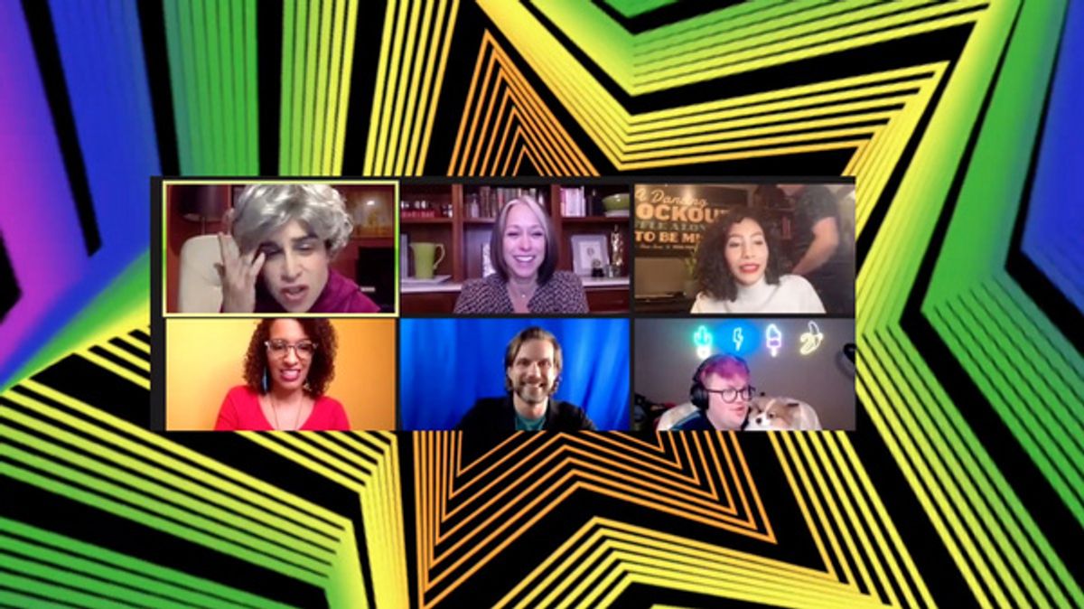 top row: Rebecca Feldman, Paige Davis, Afra Hines  bottom row: Jessica Hooker-Bailey, Lee Aaron Rosen, Cody Jamison Strand at 