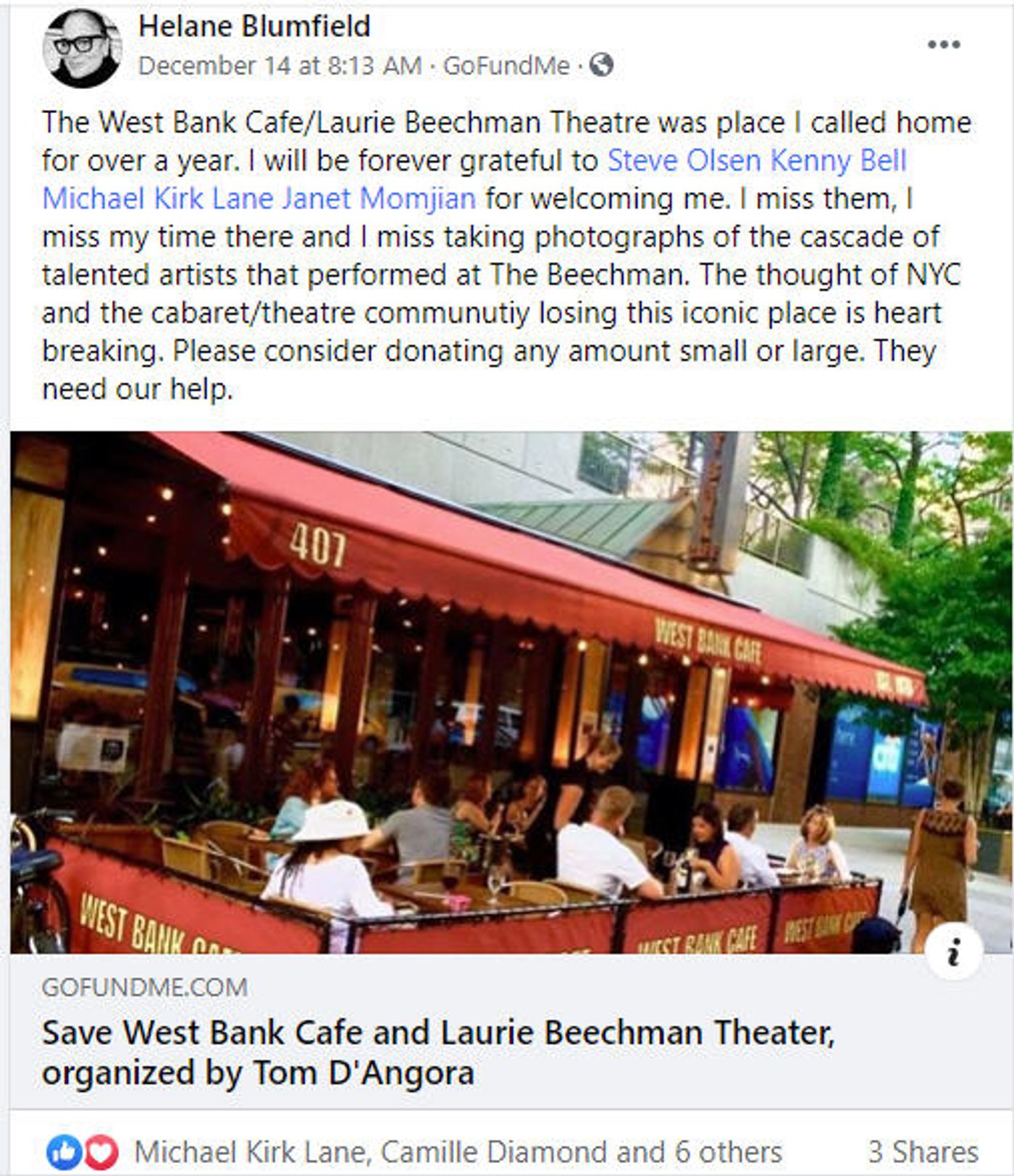 Interview: Tom D'Angora of SAVE WEST BANK CAFE VIRTUAL TELETHON on Christmas Day Interview: Tom D'Angora of SAVE WEST BANK CAFE VIRTUAL TELETHON on Christmas Day Image