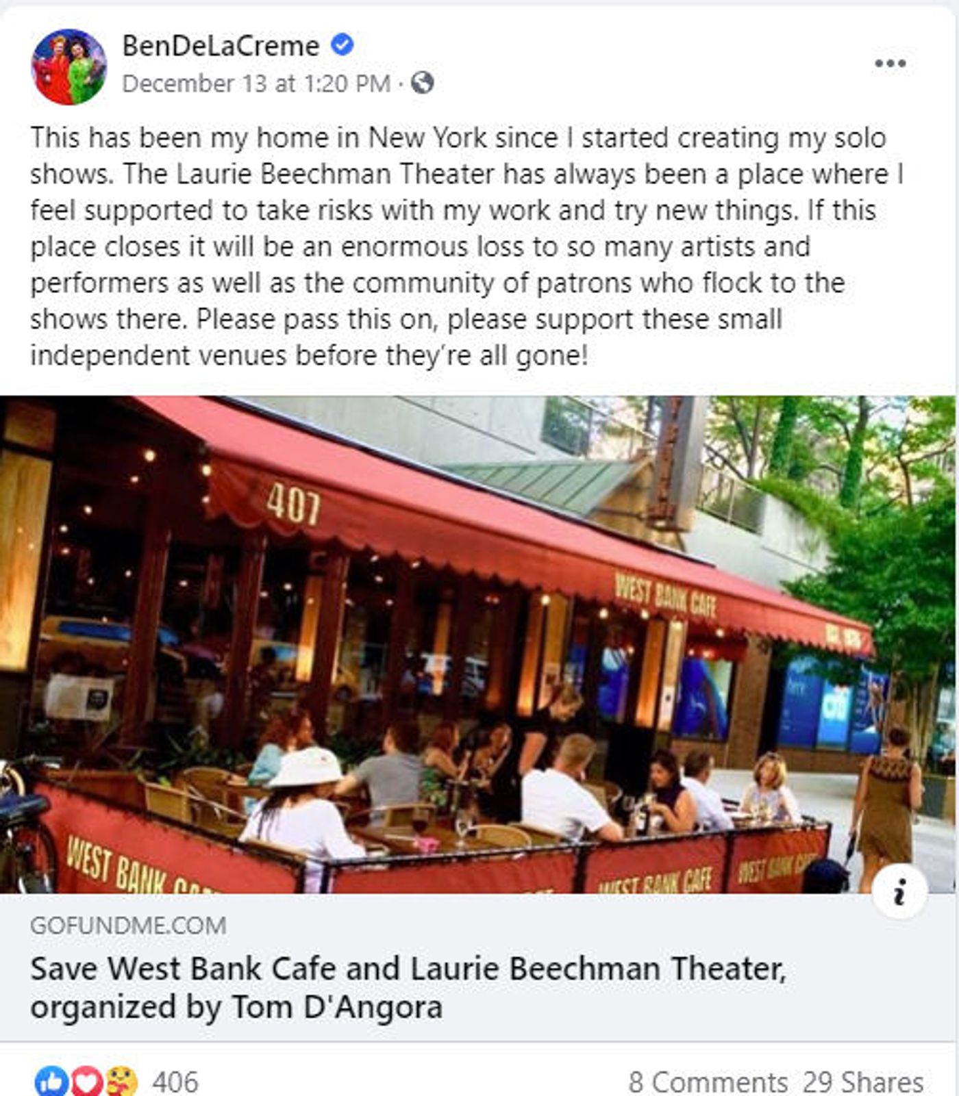 Interview: Tom D'Angora of SAVE WEST BANK CAFE VIRTUAL TELETHON on Christmas Day Interview: Tom D'Angora of SAVE WEST BANK CAFE VIRTUAL TELETHON on Christmas Day Image