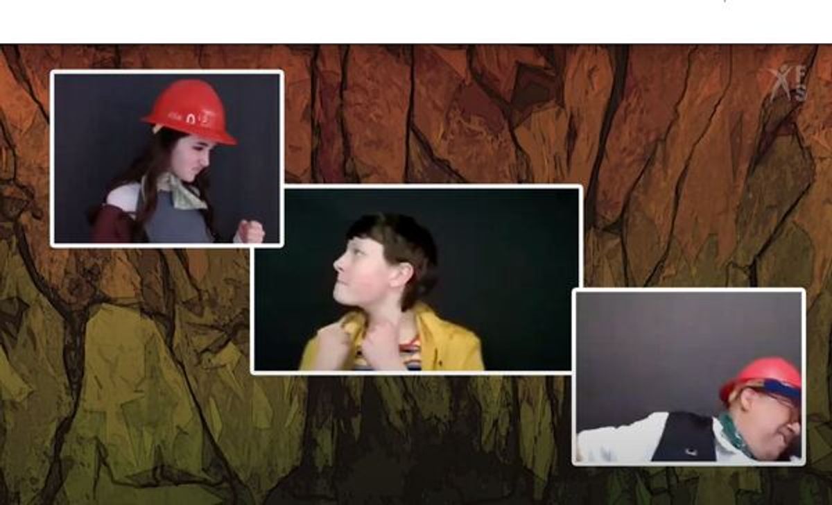 leanor Hannan (top left), Loralei Madson (center) and David Flores at First Stage Presents ESCAPE FROM PELIGRO ISLAND