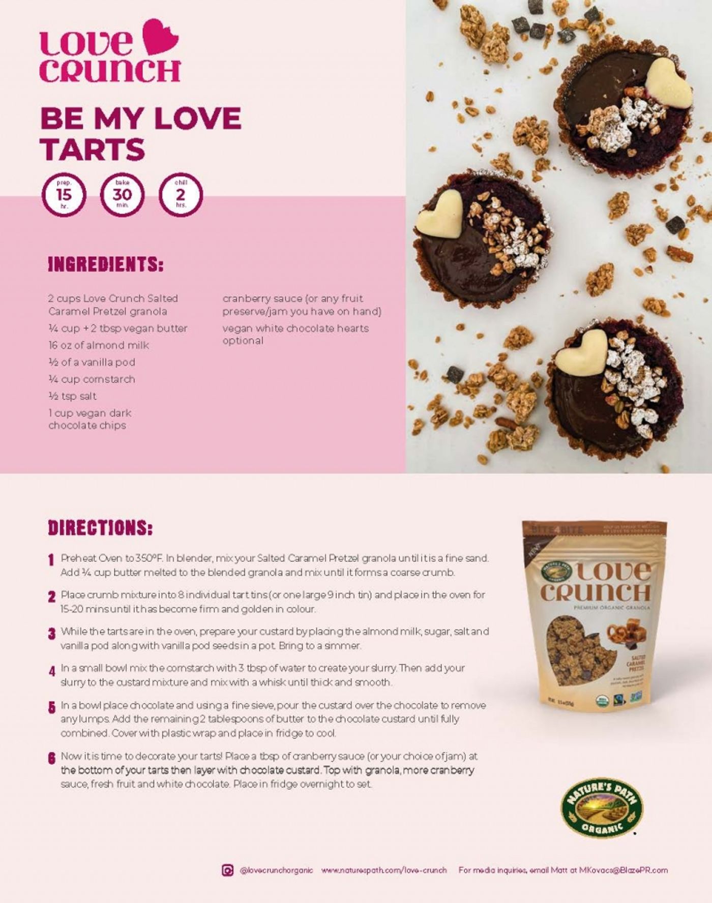LOVE CRUNCH Salted Caramel Pretzel Tart for Valentines  Image