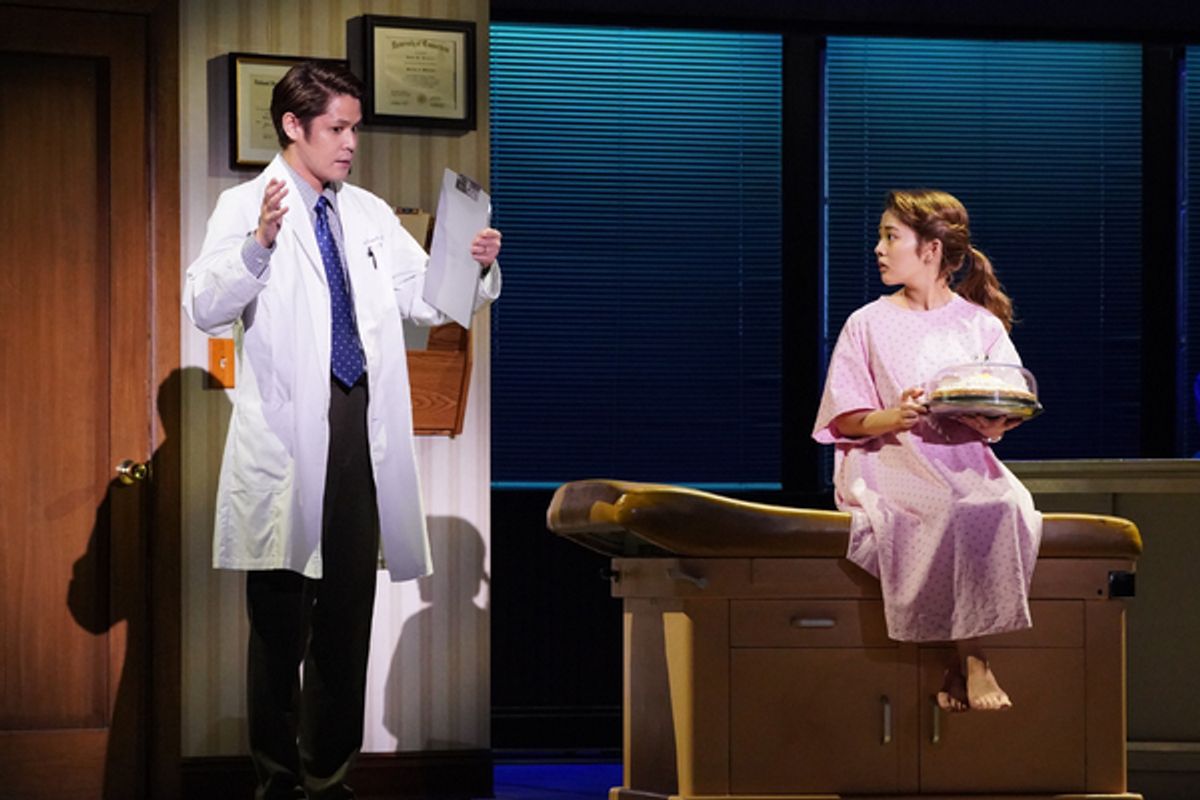 A scene from the Japanese production of Waitress
(l to r) Mamoru Miyano, Mitsuki Takahata at Photos/Video: Get A First Look At WAITRESS In Japan - Staged Remotely By The Original Creative Team