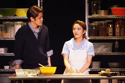 A scene from the Japanese production of Waitress
(l to r) Mamoru Miyano, Mitsuki Taka Photo