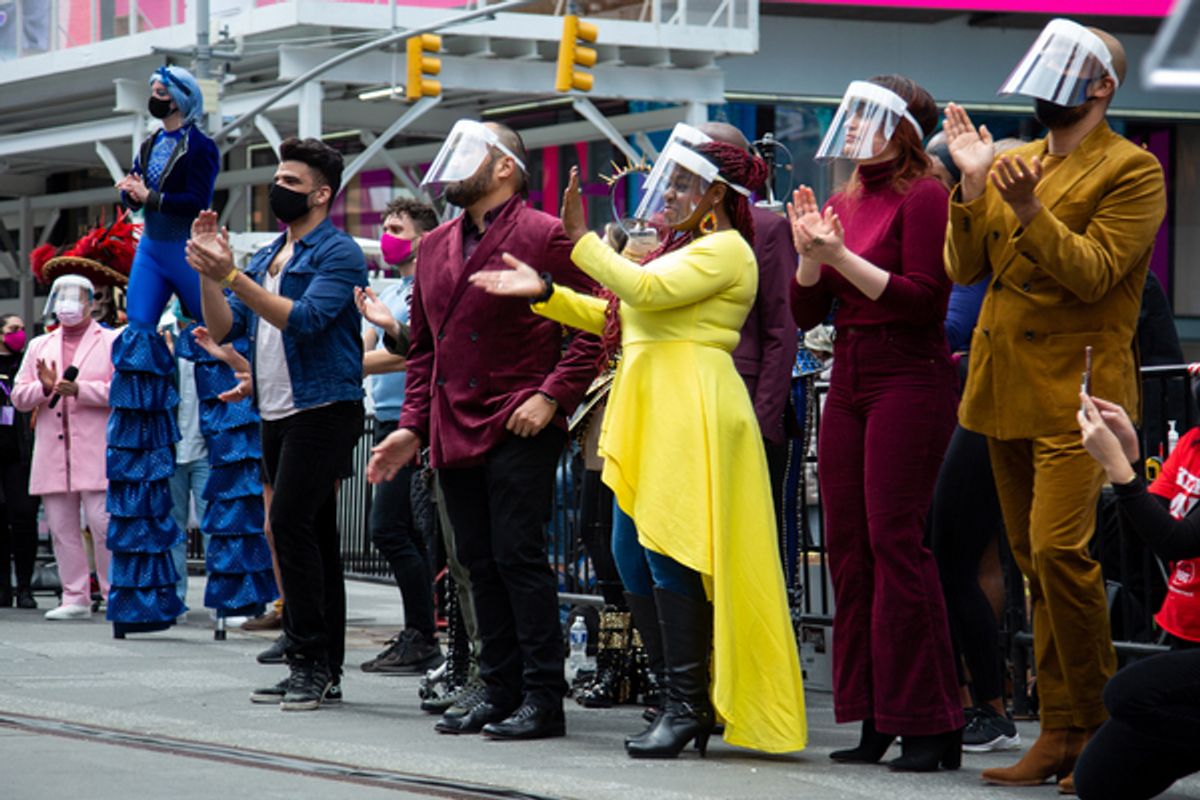 'We Will Be Back' performers at Go Inside 'We Will Be Back'- A Broadway Celebration in Times Square!