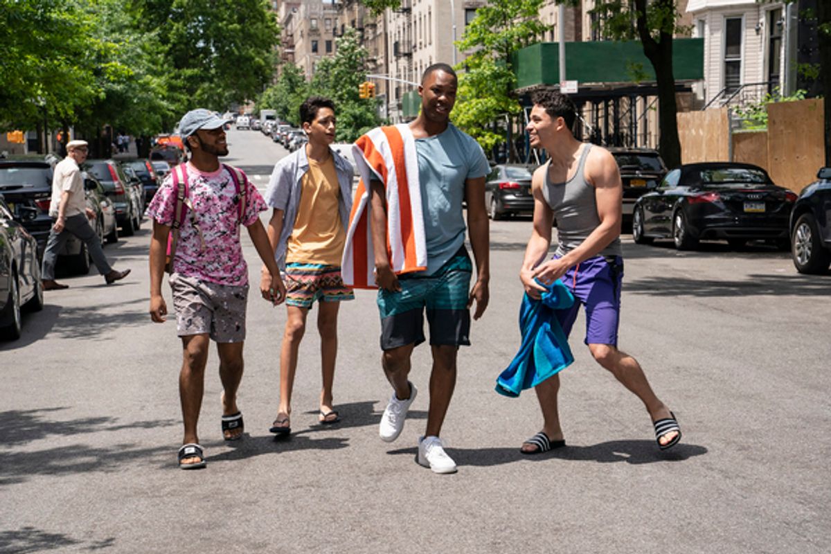 NOAH CATALA as Graffiti Pete, GREGORY DIAZ IV as Sonny, COREY
HAWKINS as Benny and ANTHONY RAMOS as Usnavi in Warner Bros. Pictures’ “IN
THE HEIGHTS,” a Warner Bros. Pictures release.
Photo by Macall Polay at 