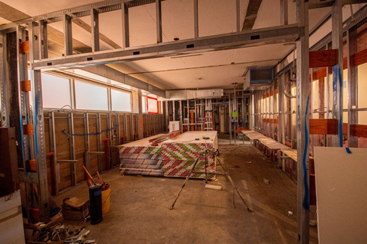 Construction at The Muny's administrative building at BWW Interview: The Muny Leadership On Renovations, Pandemic, 2021 Season & More!