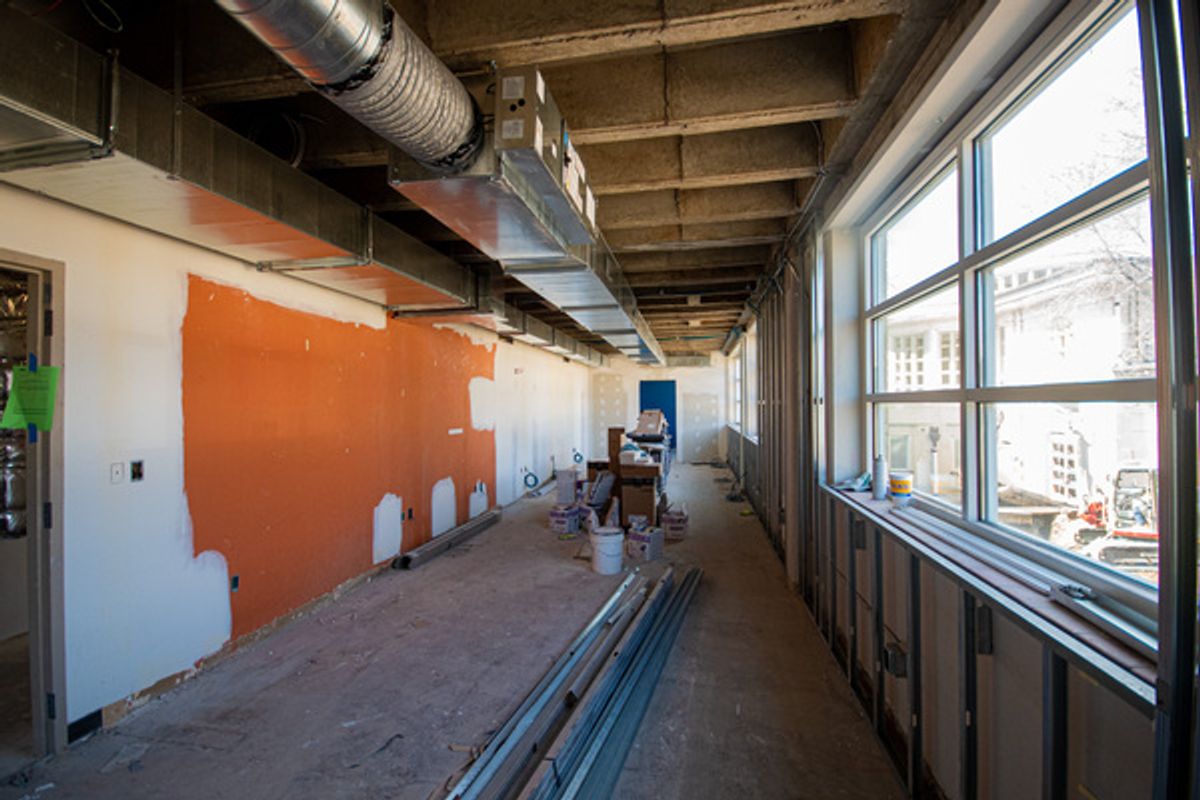 Construction at The Muny's administrative building at BWW Interview: The Muny Leadership On Renovations, Pandemic, 2021 Season & More!