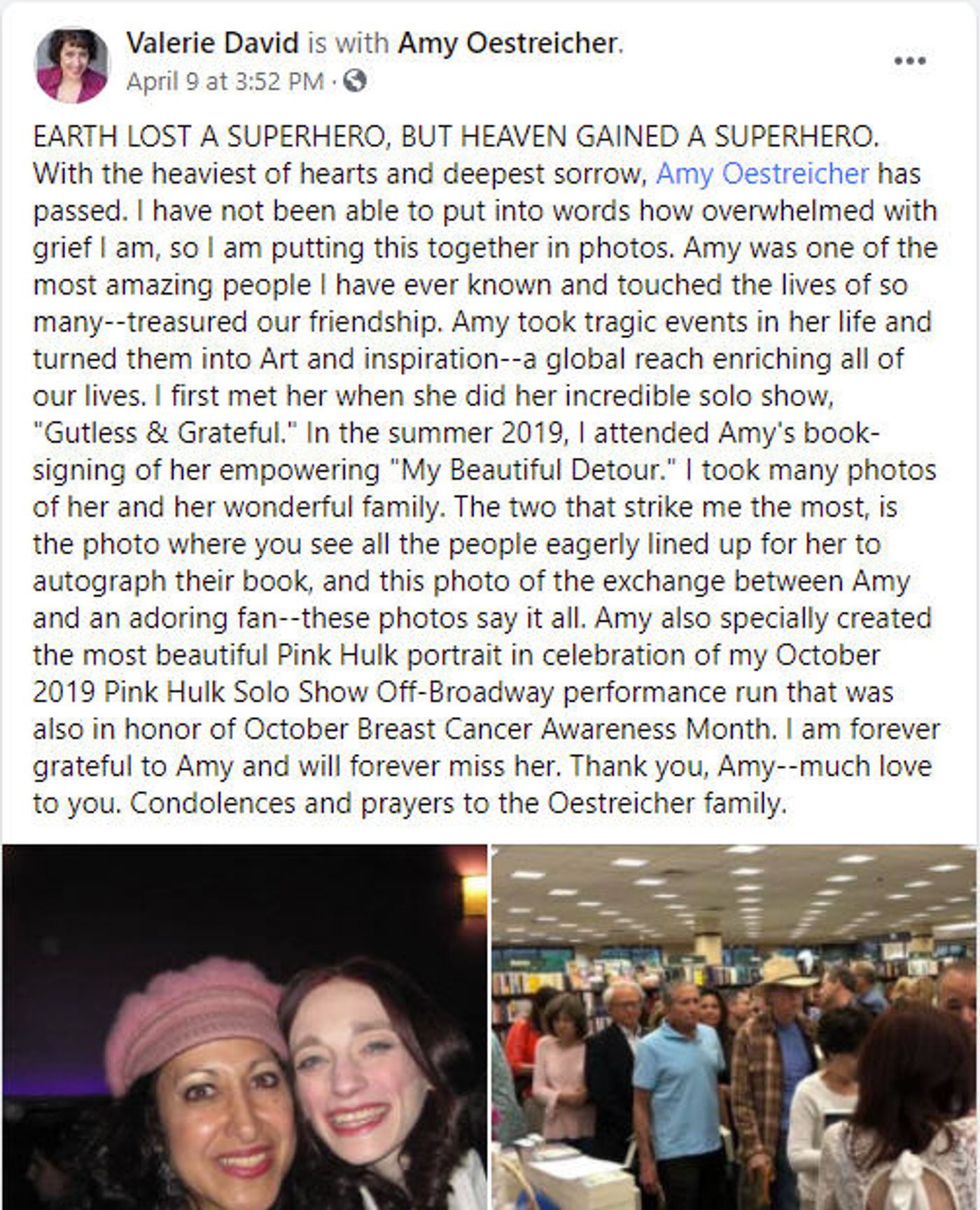 Feature: Remembering Amy Oestreicher - A Woman of Substance and An Artist With A Mission  Image