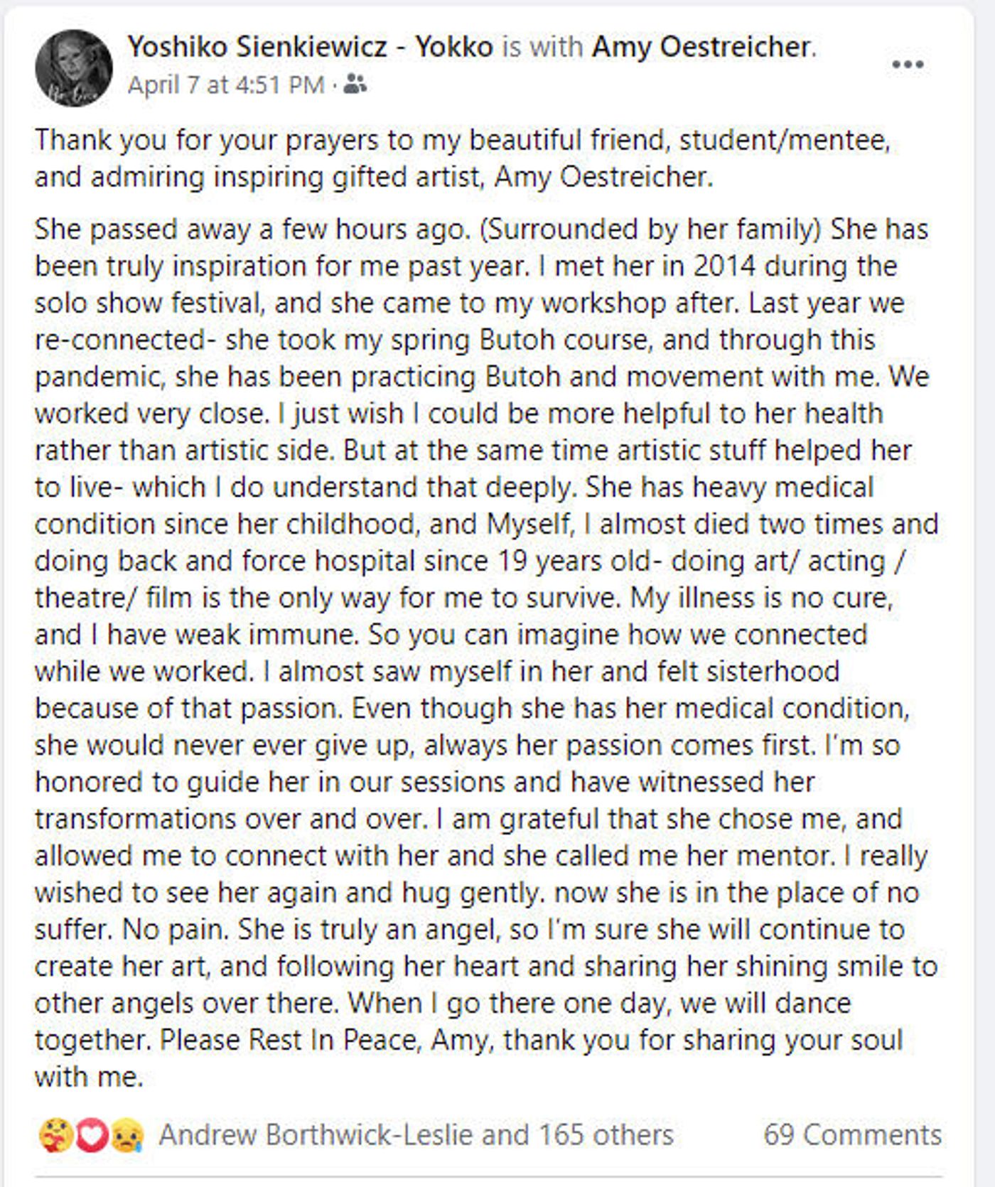 Feature: Remembering Amy Oestreicher - A Woman of Substance and An Artist With A Mission  Image