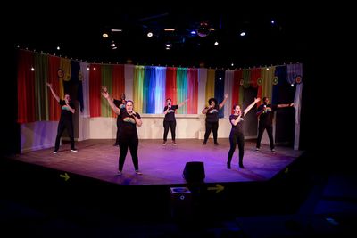 The cast of SONGS FOR A NEW DAY at Little Theatre of Virginia Beach sings Brand New D Photo