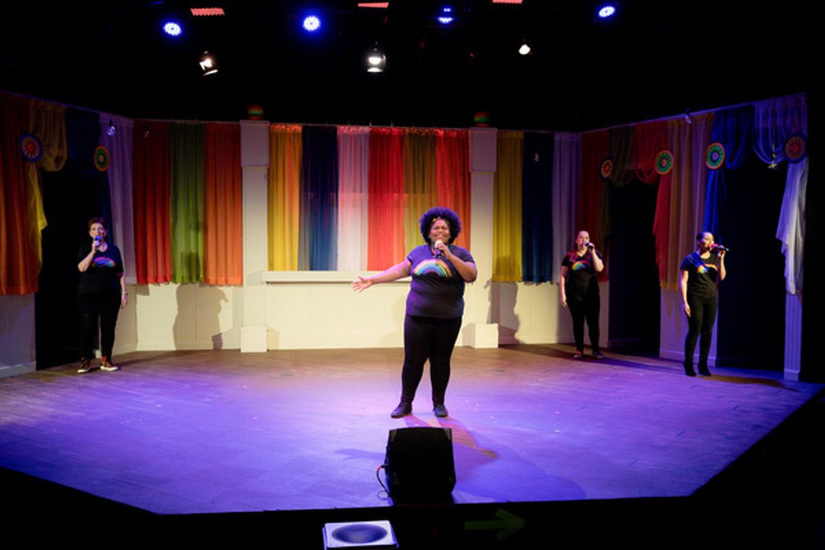 The women of SONGS FOR A NEW DAY at Little Theatre of Virginia Beach (L-R: Karen Buchheim, Ariel Bracey, Kyra Hinson, Jessica Martinez.) Showing in-person following COVID-19 safety measures, now throu at 