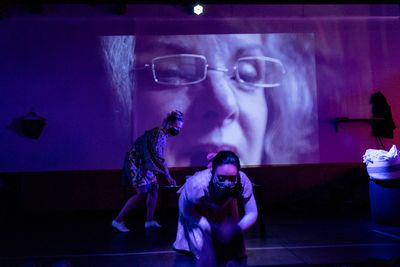 Celia Mei Rubin, Jennifer Smith (projected), and Hannah Balagot Photo