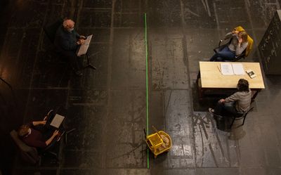  Director Robert Falls, Mary Beth Fisher,  John Drea, and Assistant Director Spenser  Photo