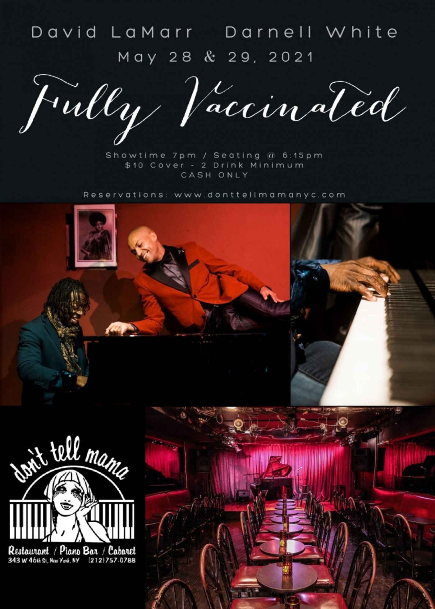 David LaMarr & Darnell White Arrive at Don't Tell Mama on May 28th with FULLY VACCINATED  Image